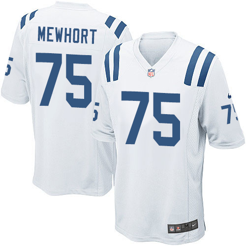 Men's Game Jack Mewhort Nike Jersey White Road - #75 NFL Indianapolis Colts